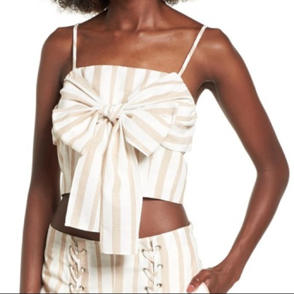 J.O.A. Tie Front Crop Top